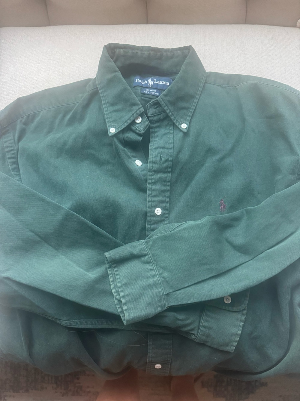 Ralph Lauren Dark Green Button-Down Oxford Shirt large purple polo vintage
